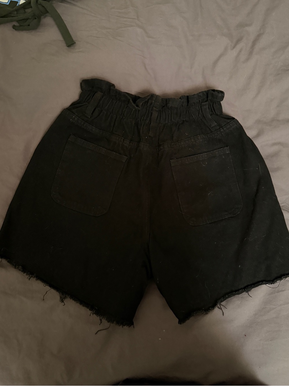Princess Polly Open Road Denim Paper Bag Shorts High Waist Black NWT - Picture 2 of 4